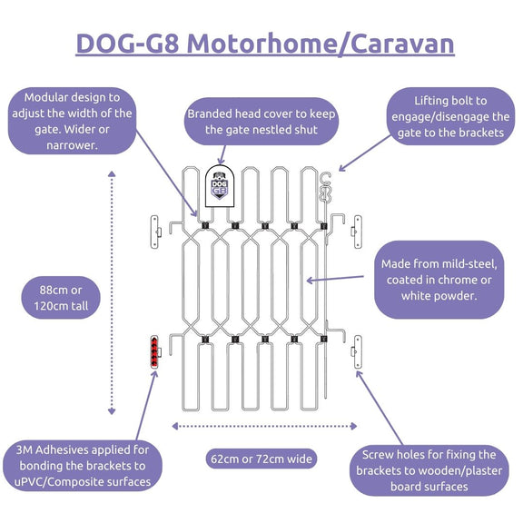 DOGG8 MOTORHOME A concertina dog safety gate for Motorhome entrances