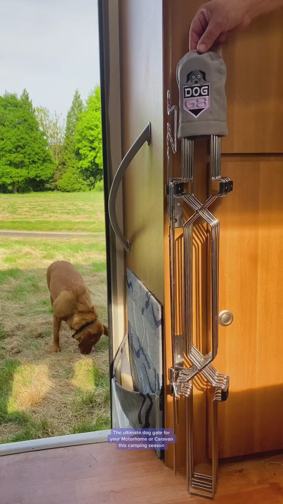 DOGG8 MOTORHOME A concertina dog safety gate for Motorhome entrances